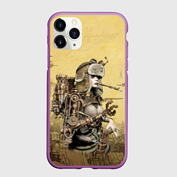 Чехол iPhone 11 Pro матовый Крутая девчонка в стиле Стимпанк, цвет: 3D-фиолетовый