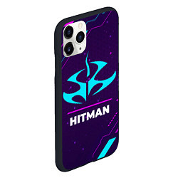 Чехол iPhone 11 Pro матовый Символ Hitman в неоновых цветах на темном фоне, цвет: 3D-черный — фото 2