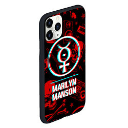 Чехол iPhone 11 Pro матовый Marilyn Manson Rock Glitch, цвет: 3D-черный — фото 2