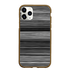 Чехол iPhone 11 Pro матовый Black and white thin stripes Тонкие полосы, цвет: 3D-коричневый