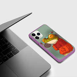 Чехол iPhone 11 Pro матовый Лягуха с мафоном, цвет: 3D-фиолетовый — фото 2