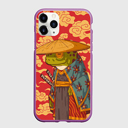 Чехол iPhone 11 Pro матовый Старая самурайская лягуха, цвет: 3D-фиолетовый