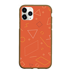 Чехол iPhone 11 Pro матовый Геометрические Фигуры На Оранжевом Фоне, цвет: 3D-коричневый