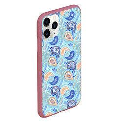 Чехол iPhone 11 Pro матовый Турецкий огурец Turkish cucumber blue pattern, цвет: 3D-малиновый — фото 2