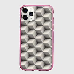 Чехол iPhone 11 Pro матовый 3D Куб Оптическая иллюзия 3D Cube, цвет: 3D-малиновый