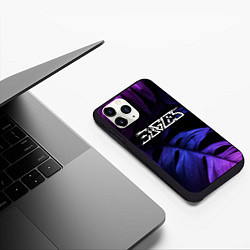 Чехол iPhone 11 Pro матовый Eagles Neon Monstera, цвет: 3D-черный — фото 2