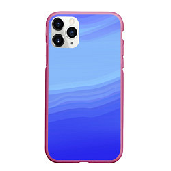 Чехол iPhone 11 Pro матовый Blue abstract pattern, цвет: 3D-малиновый