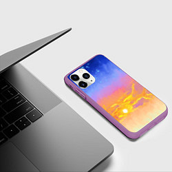 Чехол iPhone 11 Pro матовый Закатное небо и звезды, цвет: 3D-фиолетовый — фото 2