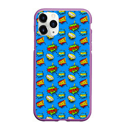 Чехол iPhone 11 Pro матовый POP ART - стикербомбинг, цвет: 3D-фиолетовый