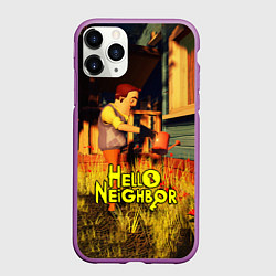 Чехол iPhone 11 Pro матовый Hello Neighbor Привет сосед Сосед поливает, цвет: 3D-фиолетовый