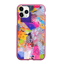 Чехол iPhone 11 Pro матовый Patchwork quilt Fashion trend, цвет: 3D-малиновый