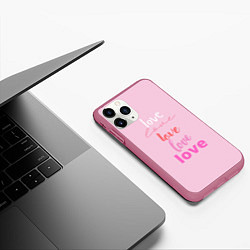 Чехол iPhone 11 Pro матовый Love love!, цвет: 3D-малиновый — фото 2