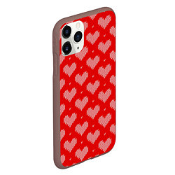 Чехол iPhone 11 Pro матовый Вязаные Сердечки, цвет: 3D-коричневый — фото 2