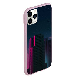 Чехол iPhone 11 Pro матовый Неоновые небоскрёбы - Розовый, цвет: 3D-розовый — фото 2