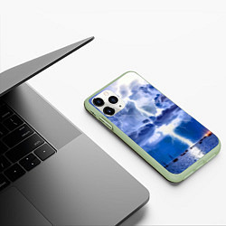 Чехол iPhone 11 Pro матовый Разряд молнии над океаном, цвет: 3D-салатовый — фото 2