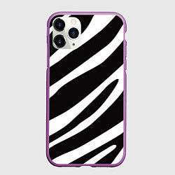 Чехол iPhone 11 Pro матовый Анималистичный рисунок зебра, цвет: 3D-фиолетовый