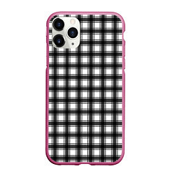 Чехол iPhone 11 Pro матовый Black and white trendy checkered pattern, цвет: 3D-малиновый