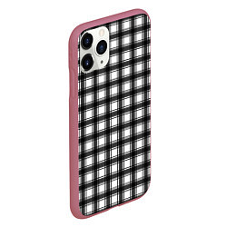 Чехол iPhone 11 Pro матовый Black and white trendy checkered pattern, цвет: 3D-малиновый — фото 2