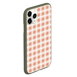 Чехол iPhone 11 Pro матовый Light beige plaid fashionable checkered pattern, цвет: 3D-темно-зеленый — фото 2