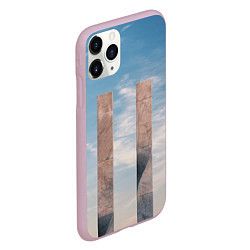 Чехол iPhone 11 Pro матовый Абстрактные блоки и небо - Голубой, цвет: 3D-розовый — фото 2