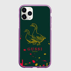 Чехол iPhone 11 Pro матовый Gucci - ga ga ga - краска, цвет: 3D-фиолетовый