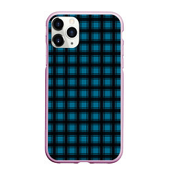 Чехол iPhone 11 Pro матовый Black and blue plaid, цвет: 3D-розовый