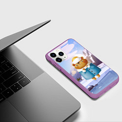 Чехол iPhone 11 Pro матовый Медведица в шубке, цвет: 3D-фиолетовый — фото 2
