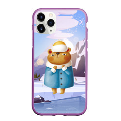 Чехол iPhone 11 Pro матовый Медведица в шубке, цвет: 3D-фиолетовый