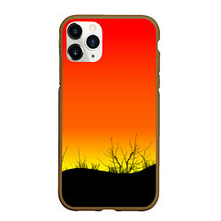 Чехол iPhone 11 Pro матовый Закат и травы, цвет: 3D-коричневый