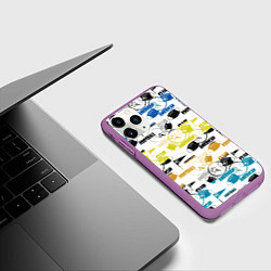 Чехол iPhone 11 Pro матовый American football sports pattern, цвет: 3D-фиолетовый — фото 2