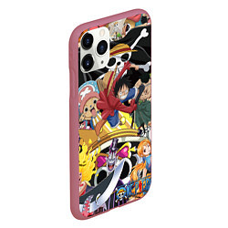 Чехол iPhone 11 Pro матовый One Pieceгерои, цвет: 3D-малиновый — фото 2