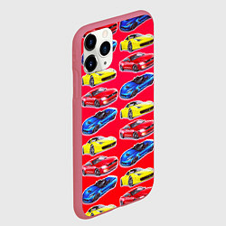 Чехол iPhone 11 Pro матовый Спортивные машины, цвет: 3D-малиновый — фото 2