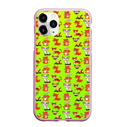 Чехол iPhone 11 Pro матовый Усатые и хвостатые, цвет: 3D-розовый