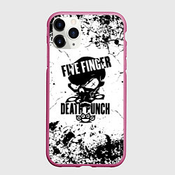 Чехол iPhone 11 Pro матовый Five Finger Death Punch - мелкие трещины, цвет: 3D-малиновый