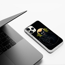 Чехол iPhone 11 Pro матовый Кот в ночи, цвет: 3D-белый — фото 2