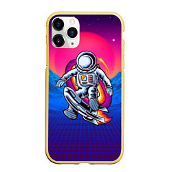 Чехол iPhone 11 Pro матовый Космонавт с ракетой, цвет: 3D-желтый