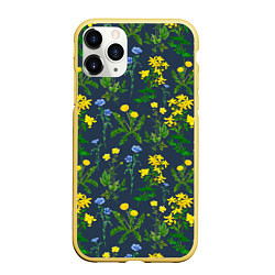 Чехол iPhone 11 Pro матовый Одуванчики и другие полевые цветы - ботанический п, цвет: 3D-желтый
