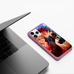 Чехол iPhone 11 Pro матовый Клинок рассекающий демонов - Все в сборе, цвет: 3D-малиновый — фото 2