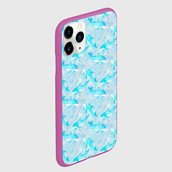 Чехол iPhone 11 Pro матовый Дельфины в океане, цвет: 3D-фиолетовый — фото 2
