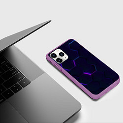 Чехол iPhone 11 Pro матовый Фигурный фиолетовый фон, цвет: 3D-фиолетовый — фото 2