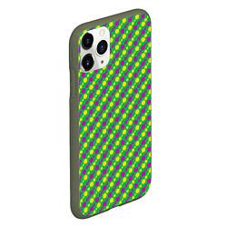 Чехол iPhone 11 Pro матовый Желтые и фиолетовые кружки, цвет: 3D-темно-зеленый — фото 2