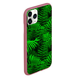 Чехол iPhone 11 Pro матовый Листья папоротника - текстура, цвет: 3D-малиновый — фото 2