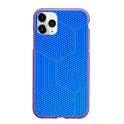 Чехол iPhone 11 Pro матовый Blue geometry линии, цвет: 3D-фиолетовый