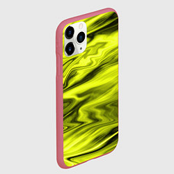 Чехол iPhone 11 Pro матовый Неоновый желтый с черным абстрактный узор, цвет: 3D-малиновый — фото 2