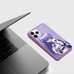 Чехол iPhone 11 Pro матовый Рей Аянами-назначенный пилот, цвет: 3D-фиолетовый — фото 2