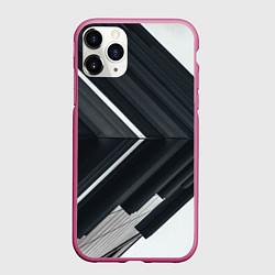 Чехол iPhone 11 Pro матовый Абстрактные геометрические линии - Белый, цвет: 3D-малиновый