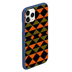 Чехол iPhone 11 Pro матовый Геометрический узор черно-оранжевые фигуры, цвет: 3D-тёмно-синий — фото 2