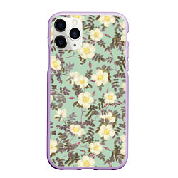 Чехол iPhone 11 Pro матовый Цветы Дикий Шиповник, цвет: 3D-сиреневый