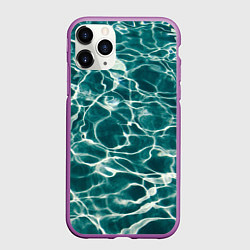 Чехол iPhone 11 Pro матовый Абстрактные волны в воде - Тёмно-зелёный, цвет: 3D-фиолетовый