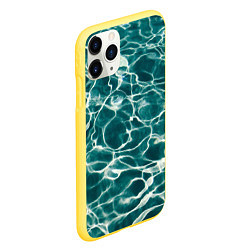 Чехол iPhone 11 Pro матовый Абстрактные волны в воде - Тёмно-зелёный, цвет: 3D-желтый — фото 2